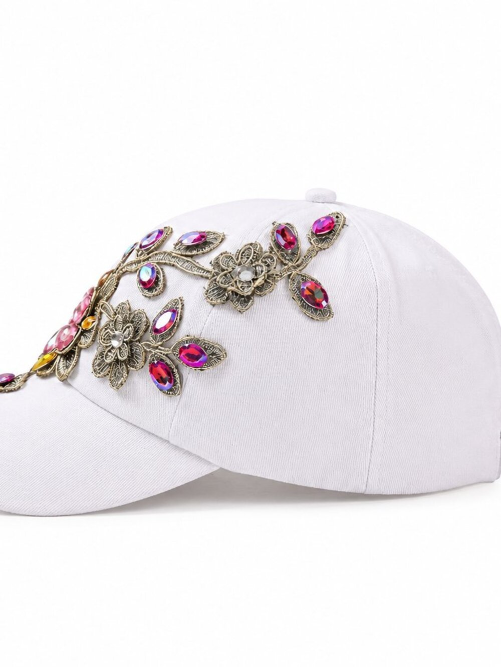 Women Multi-Color Rhinestone Baseball Cap Bling Denim Sun Hat,Studded Big Crysta